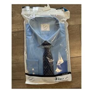 Bespoke Slim Fit‎ 3 Piece Set Dress Shirt Tie Pocket Square Size XL NWT